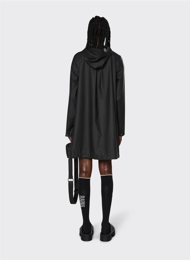 Rains Zwarte Waterdichte Jas met Capuchon Black - Foto 6