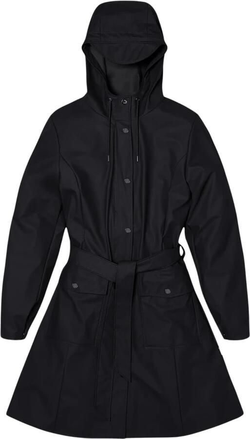 Rains Minimalistische Zwarte Curve Jas voor Dames Black Dames - Foto 3