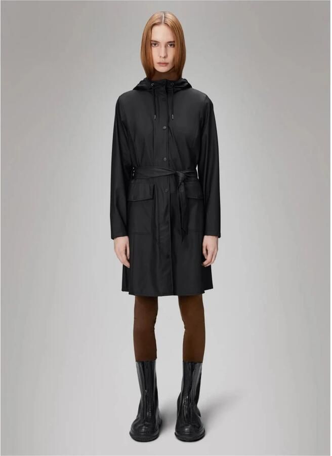 Rains Minimalistische Zwarte Curve Jas voor Dames Black Dames - Foto 2