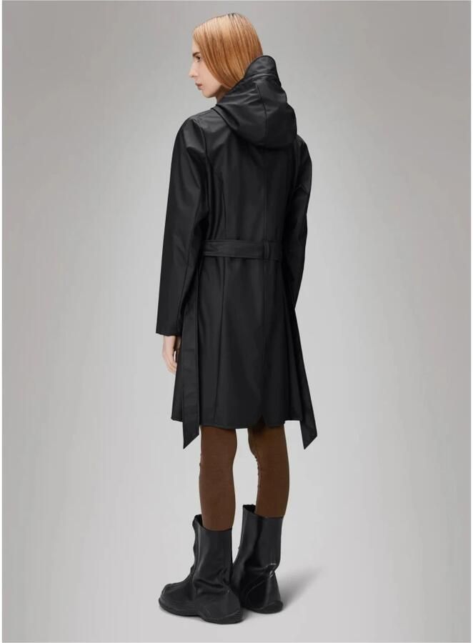 Rains Minimalistische Zwarte Curve Jas voor Dames Black Dames