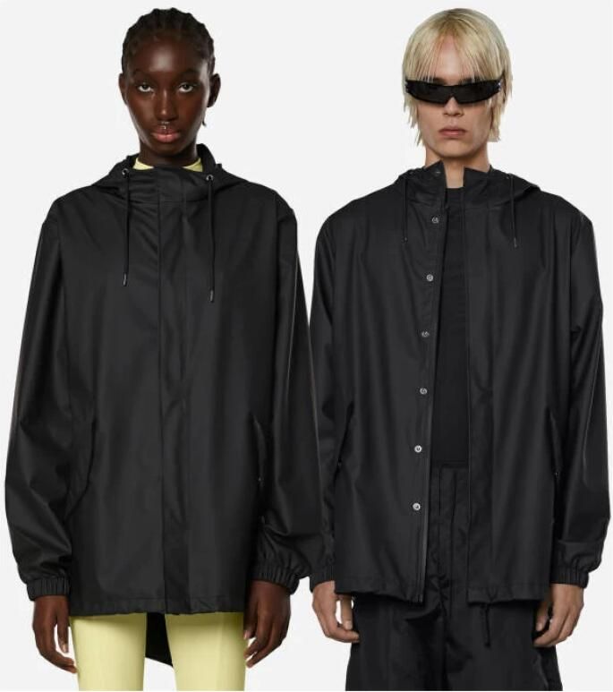 Rains Waterdichte jas met capuchon en ritssluiting Black Heren