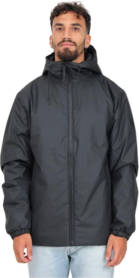 Rains Zwarte regenjas met capuchon lange mouwen rits Black - Foto 5