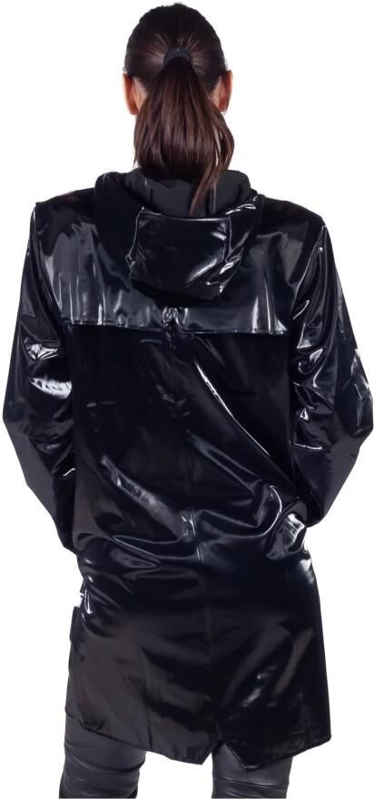 Rains Zwarte Tech Stof Regenjas met Hoge Kraag en Capuchon Black - Foto 5