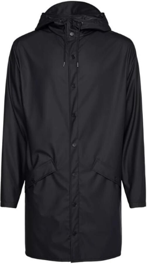 Rains Zwarte Tech Stof Regenjas met Hoge Kraag en Capuchon Black - Foto 2