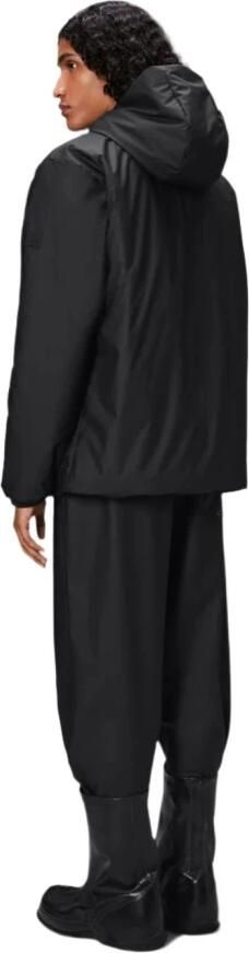 Rains Zwarte regenjas met capuchon lange mouwen rits Black - Foto 3
