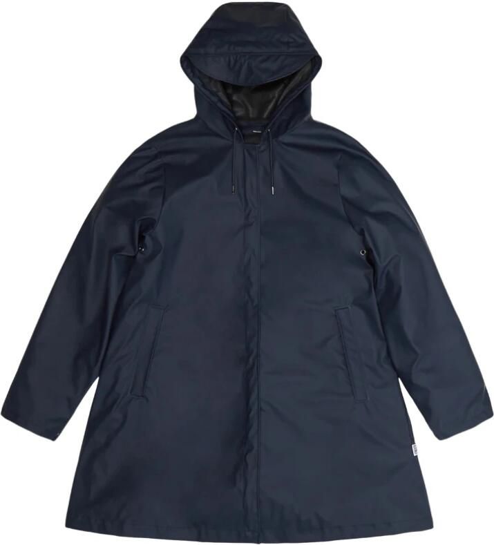 Rains Navy A-lijn Waterdichte Jas met Capuchon Blue Dames