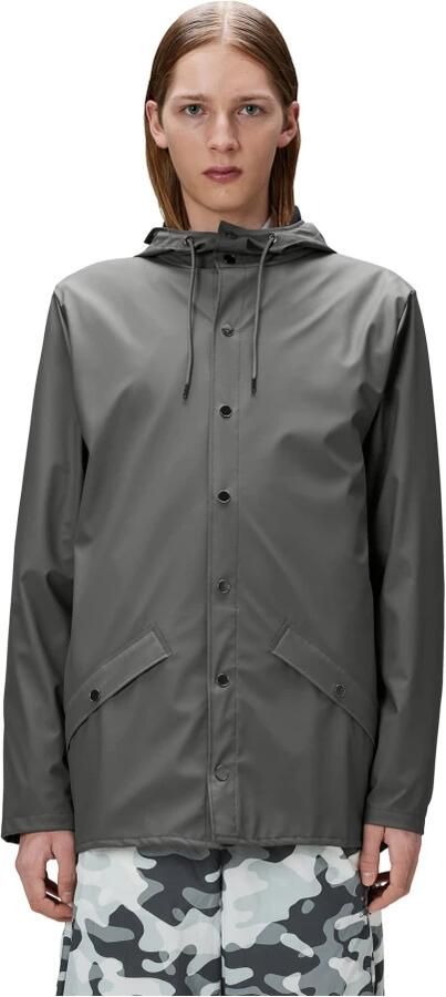 Rains Slate-M Klassieke Jas Waterdichte Hoodie Gray - Foto 4