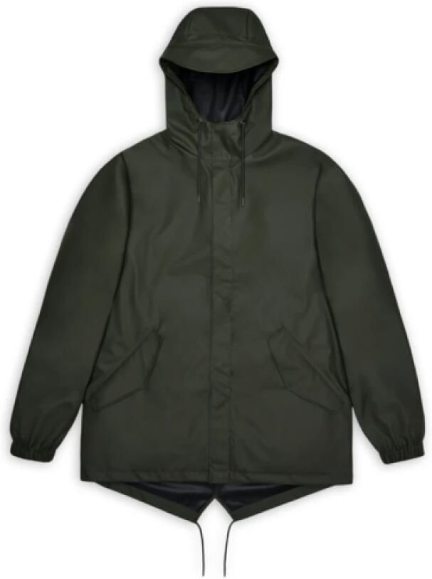 Rains Waterdichte jas met capuchon en ritssluiting Green Heren