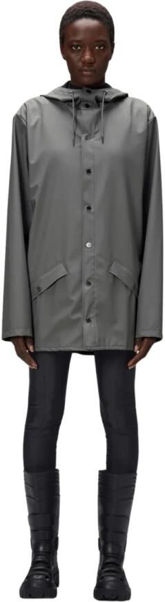 Rains Slate-M Klassieke Jas Waterdichte Hoodie Gray - Foto 5