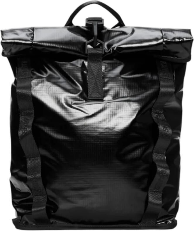 Rains Zwarte Technische Rugzak Rolltop Compressiesysteem Black Unisex - Foto 3