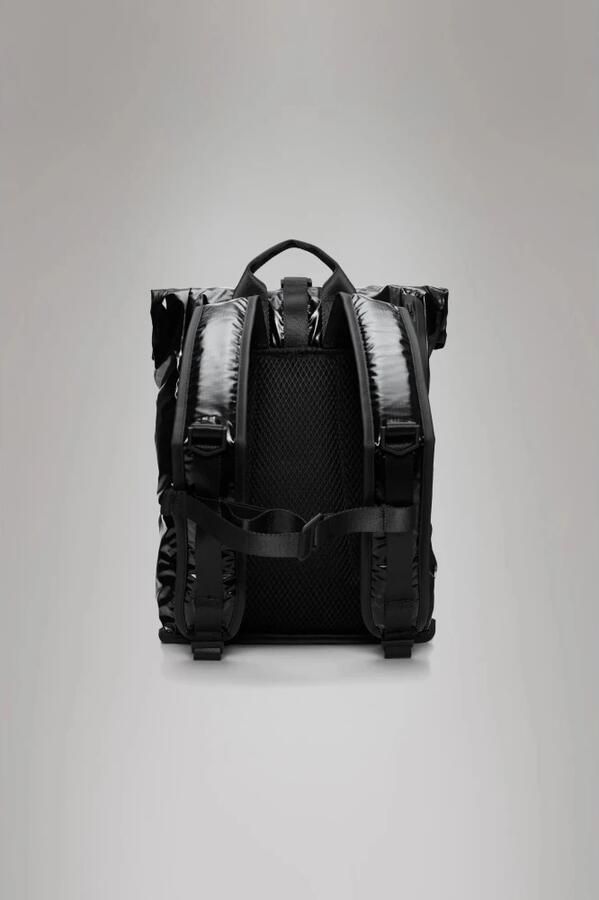 Rains Zwarte Technische Rugzak Rolltop Compressiesysteem Black Unisex - Foto 4