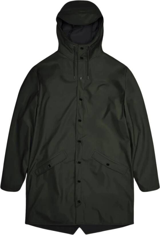 Rains Tijdloze Unisex Lange Jas Groen Dames