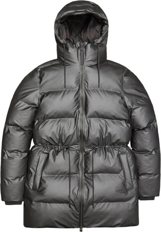 Rains Waterdichte Winter Puffer Jas met Capuchon Grijs Dames