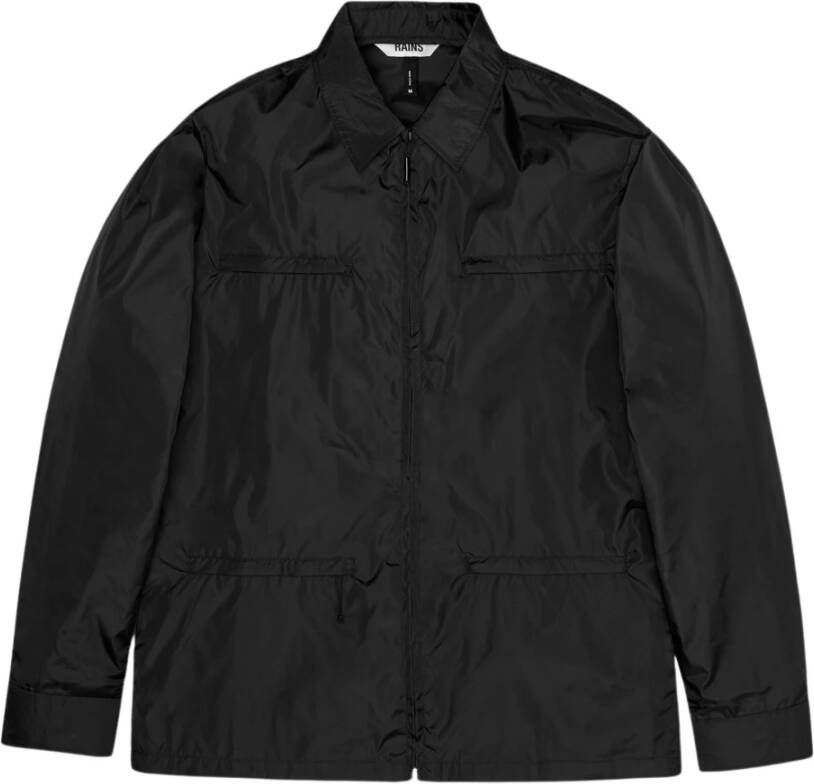 Rains Zwarte Jas Shirt Garment Concepts Collectie Zwart Heren