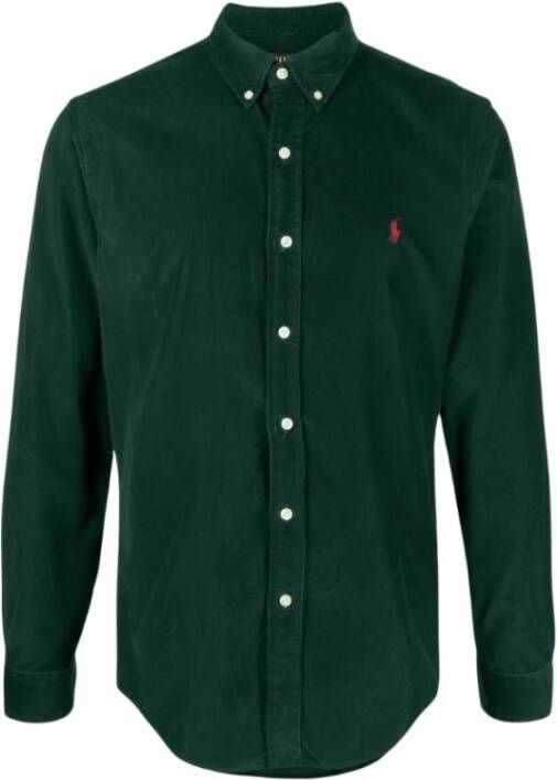 Ralph Lauren Groene Oxford Overhemd met Lange Mouwen en Geknoopte Manchetten Green Heren