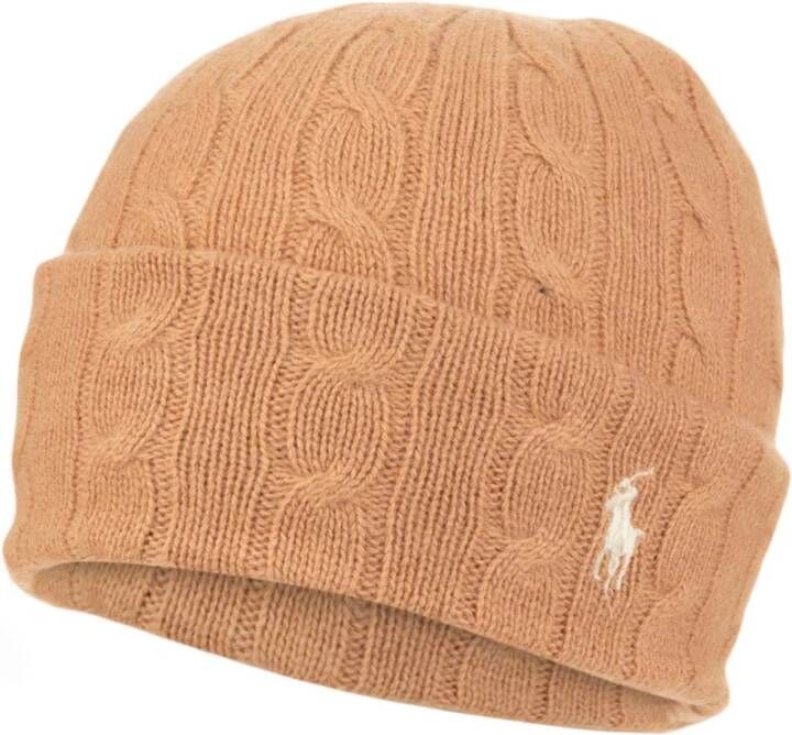 Ralph Lauren Dames wollen kabelgebreide muts Beige Dames