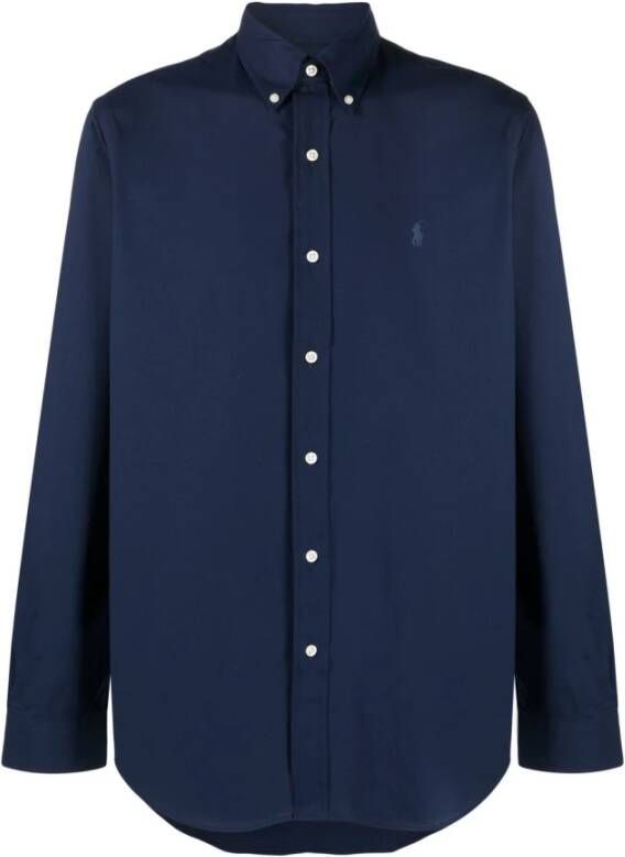 Polo Ralph Lauren Donkerblauw katoenen shirt met geborduurd Pony Blauw Heren