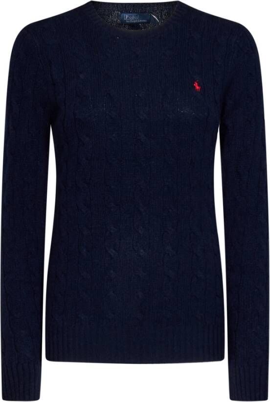 Ralph Lauren Blauwe Cable-Knit Crewneck Sweater Blauw Dames