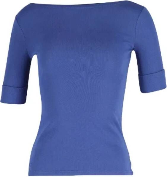 Ralph Lauren Blauwe Katoenen Bootnek Top Blauw Dames