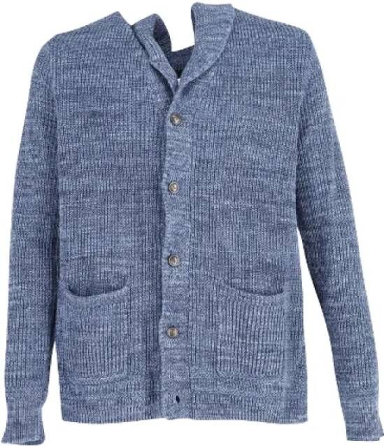 Ralph Lauren Blauwe Katoenen Cardigan Wintermode Lange Mouwen Knoopsluiting Maat L Nieuw met Labels Blauw Dames