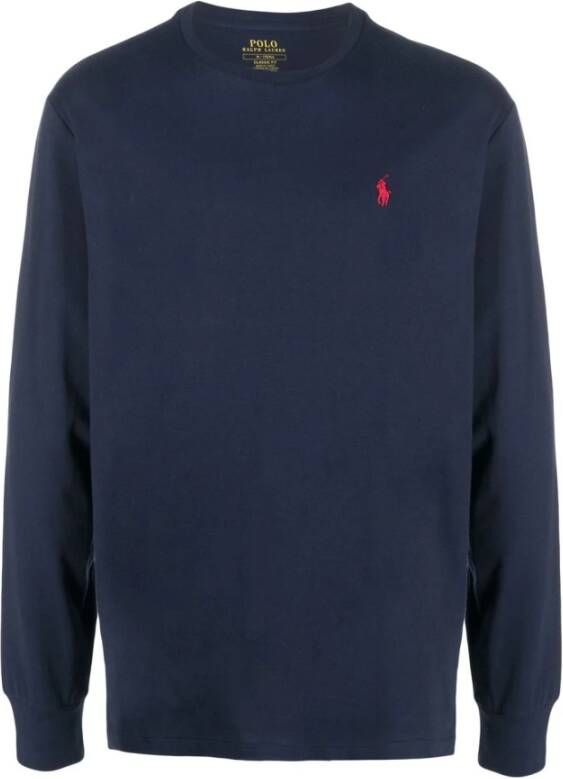 Ralph Lauren Blauwe Katoenen Sweatshirt met Geborduurd Logo Blauw Heren