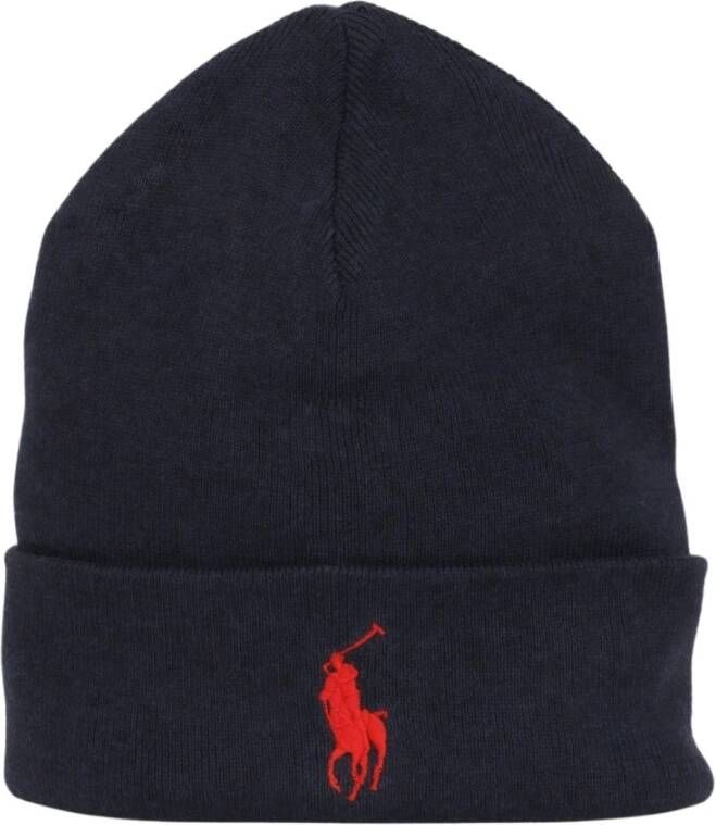 Ralph Lauren Blauwe Wollen Beanie met Iconisch Logo Borduurwerk Blauw Unisex