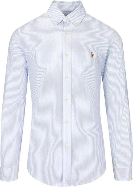 Ralph Lauren Slim Fit Blauw Wit Gestreept Oxford Overhemd voor Heren Blauw Heren