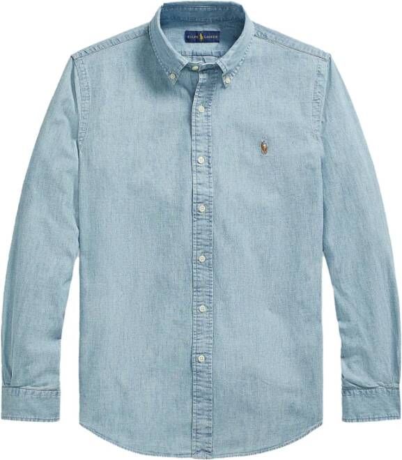 Ralph Lauren Custom Fit Denim Overhemd voor Heren Blauw Heren