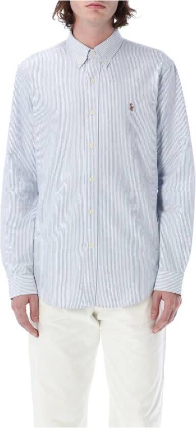 Ralph Lauren Custom Fit Overhemd Lichtblauwe Strepen Blauw Heren