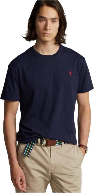 Ralph Lauren Custom Slim Fit Donkerblauw Heren T-shirt Blauw Heren