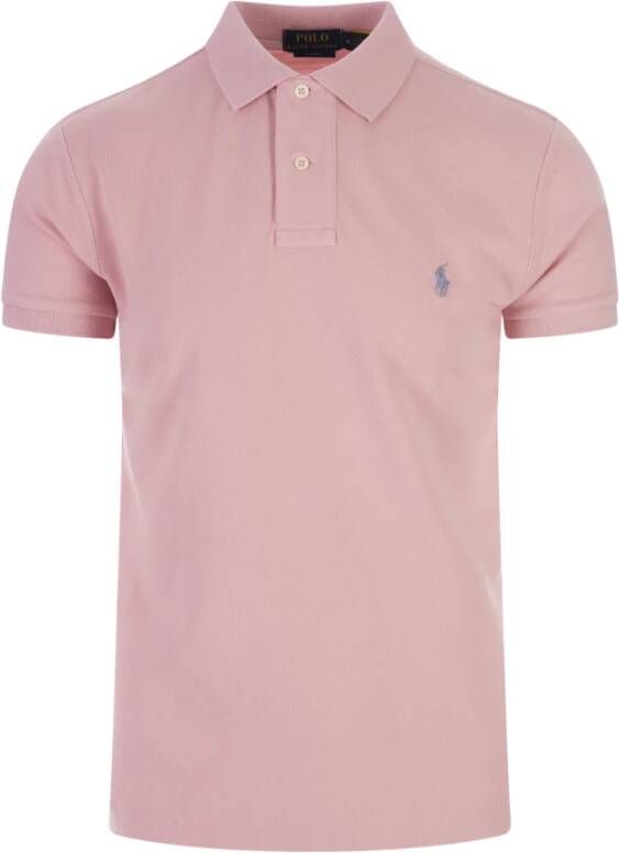 Ralph Lauren Roze Polo Shirt Geborduurd Logo Pink Heren