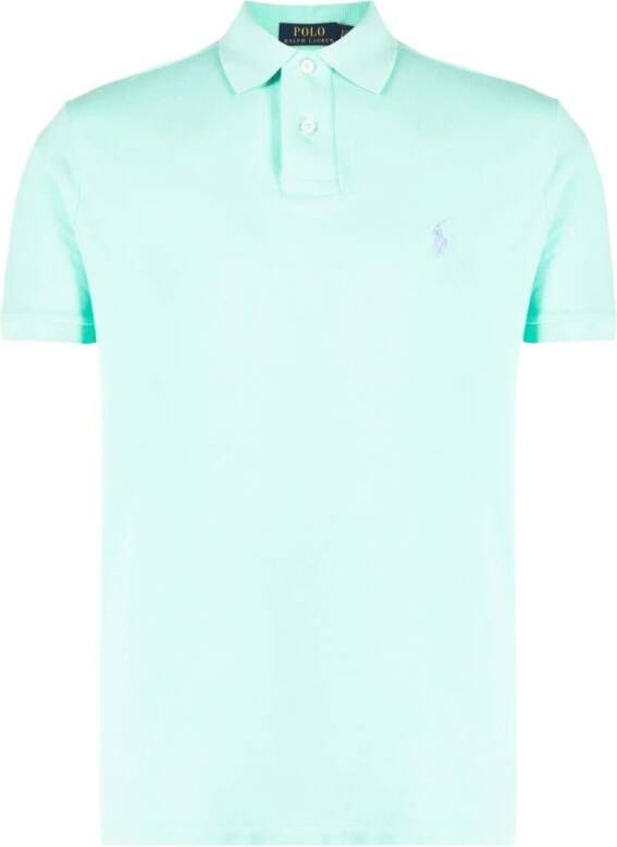 Ralph Lauren Custom Slim Fit Polo Shirt Tijdloze Collectie Blauw Heren