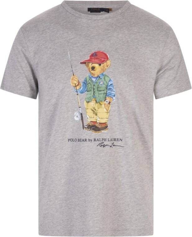 Ralph Lauren Custom Slim Fit T-shirt met Polo Bear Grijs Heren