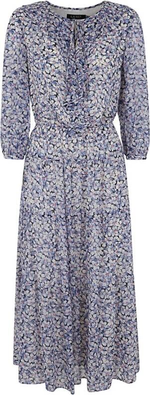 Ralph Lauren Dag Midi -jurk Blauw Dames