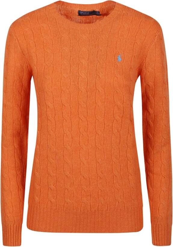 Ralph Lauren Flannel Orange Melange Sweater Oranje Dames