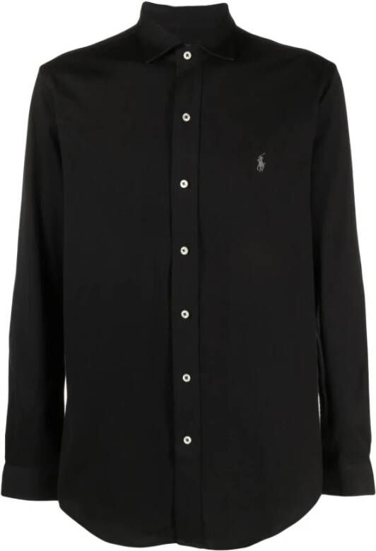 Ralph Lauren Geborduurd Logo Jersey Katoenen Shirt Zwart Heren