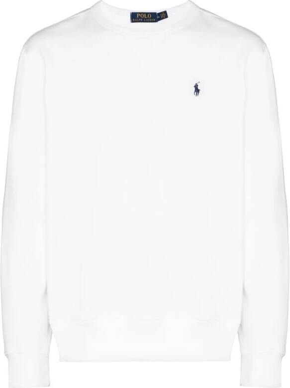 Ralph Lauren Geborduurd Logo Sweatshirt Wit Katoenmengsel Wit Heren