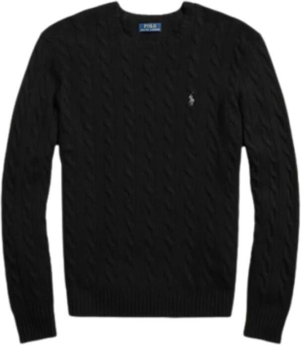 Polo Ralph Lauren Zwarte Cable Knit Crewneck Sweater met Pony Logo Zwart Heren
