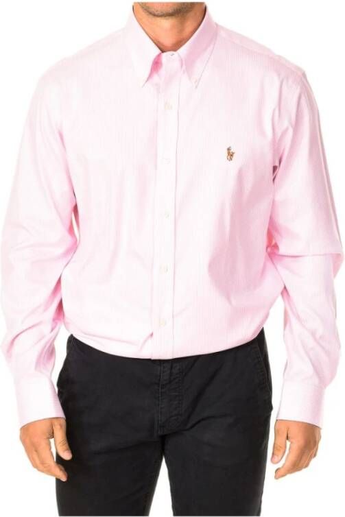 Ralph Lauren Gestreept Overhemd 100% Katoen Roze Heren