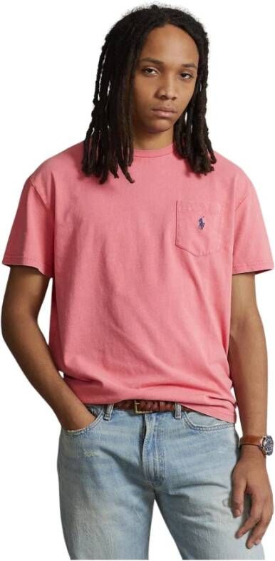 Ralph Lauren Heren Katoen Linnen Roze T-Shirt Roze Heren