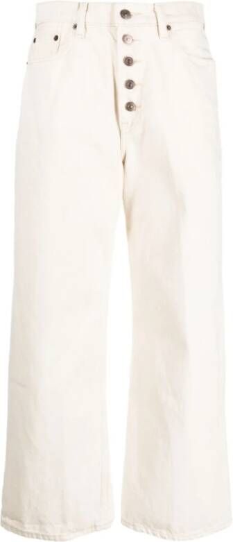 Ralph Lauren Ivoorwitte cropped wijde broek Beige Dames