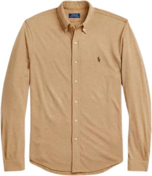 Ralph Lauren Kameel Geknoopte Kraag Shirt Beige Heren