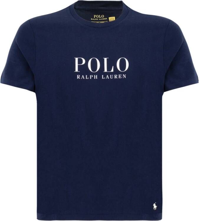 Ralph Lauren Katoenen Crew-neck T-shirt met Bedrukte Letters en Geborduurd Logo Blauw Heren