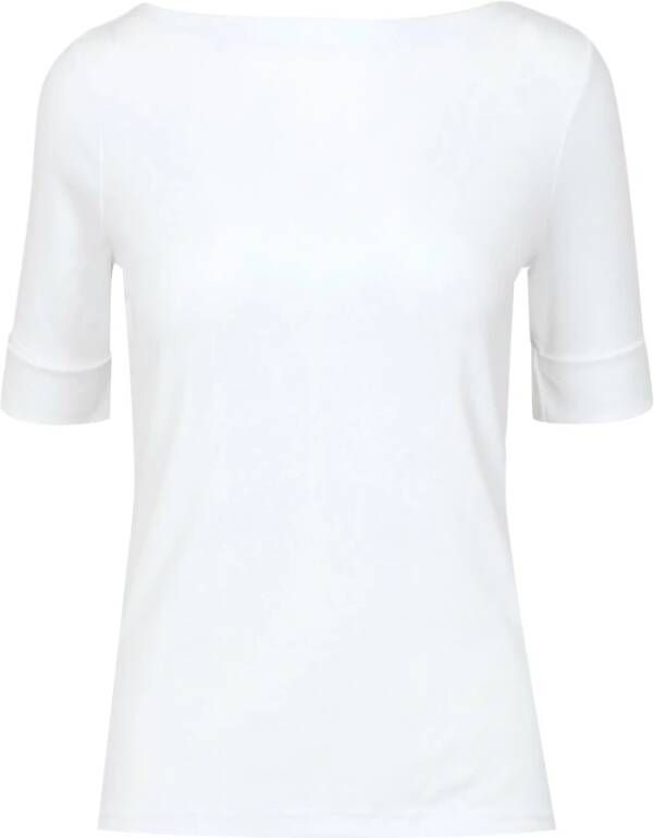 Ralph Lauren Katoenen Jersey T-shirt met Boothals Wit Dames