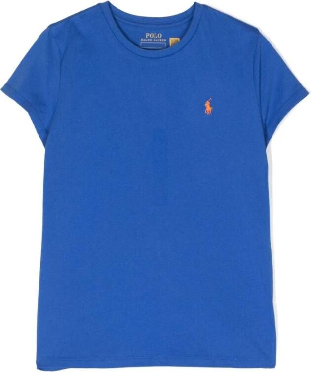 Ralph Lauren Katoenen T-shirt voor dames Klassieke ronde hals Blauw Oranje Dames