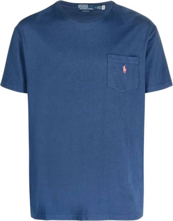 Ralph Lauren Katoenen Linnen T-shirt met Borstzakje Blauw Heren