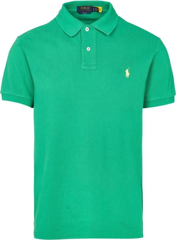 Polo Ralph Lauren polo slim fit groen effen katoen 2 knoops