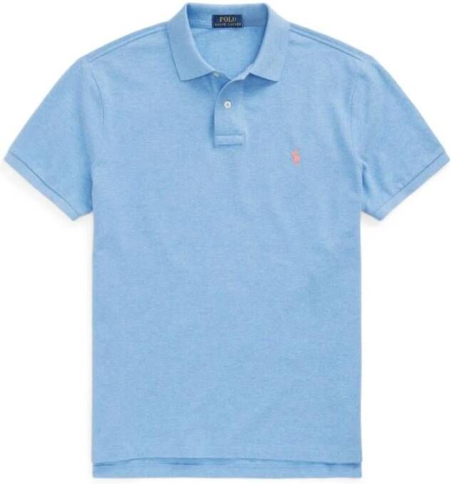 Ralph Lauren Blauwe Melange Custom Slim Fit Polo Shirt voor Heren Blue Heren