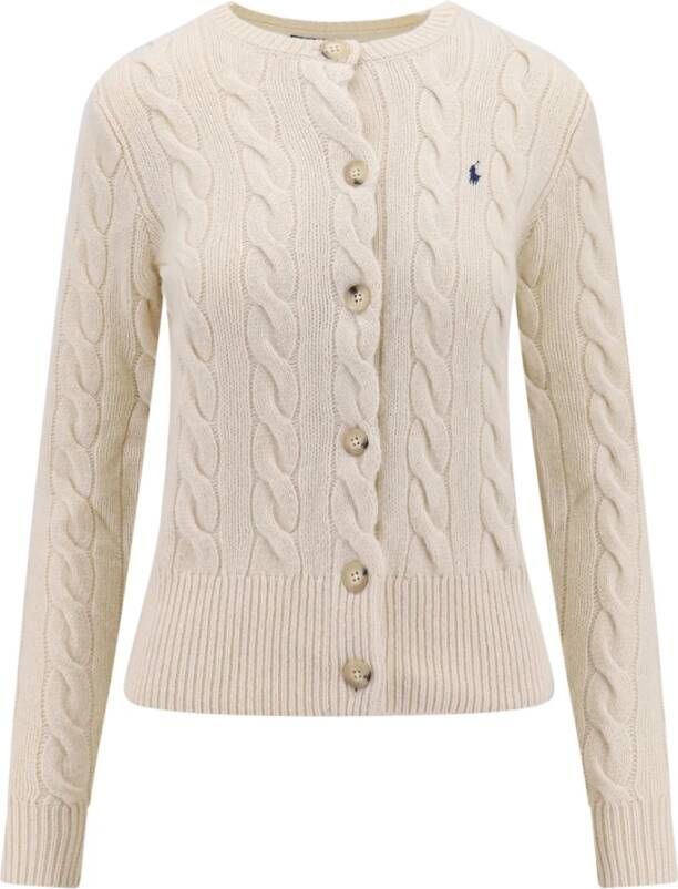 Polo Ralph Lauren Off-White Kabelgebreide Wol-Kasjmier Vest White Dames - Foto 4