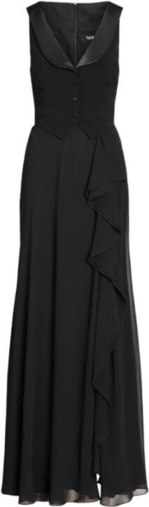 Ralph Lauren Zwarte jurken met ritssluiting aan de achterkant en ruchedetails Black Dames